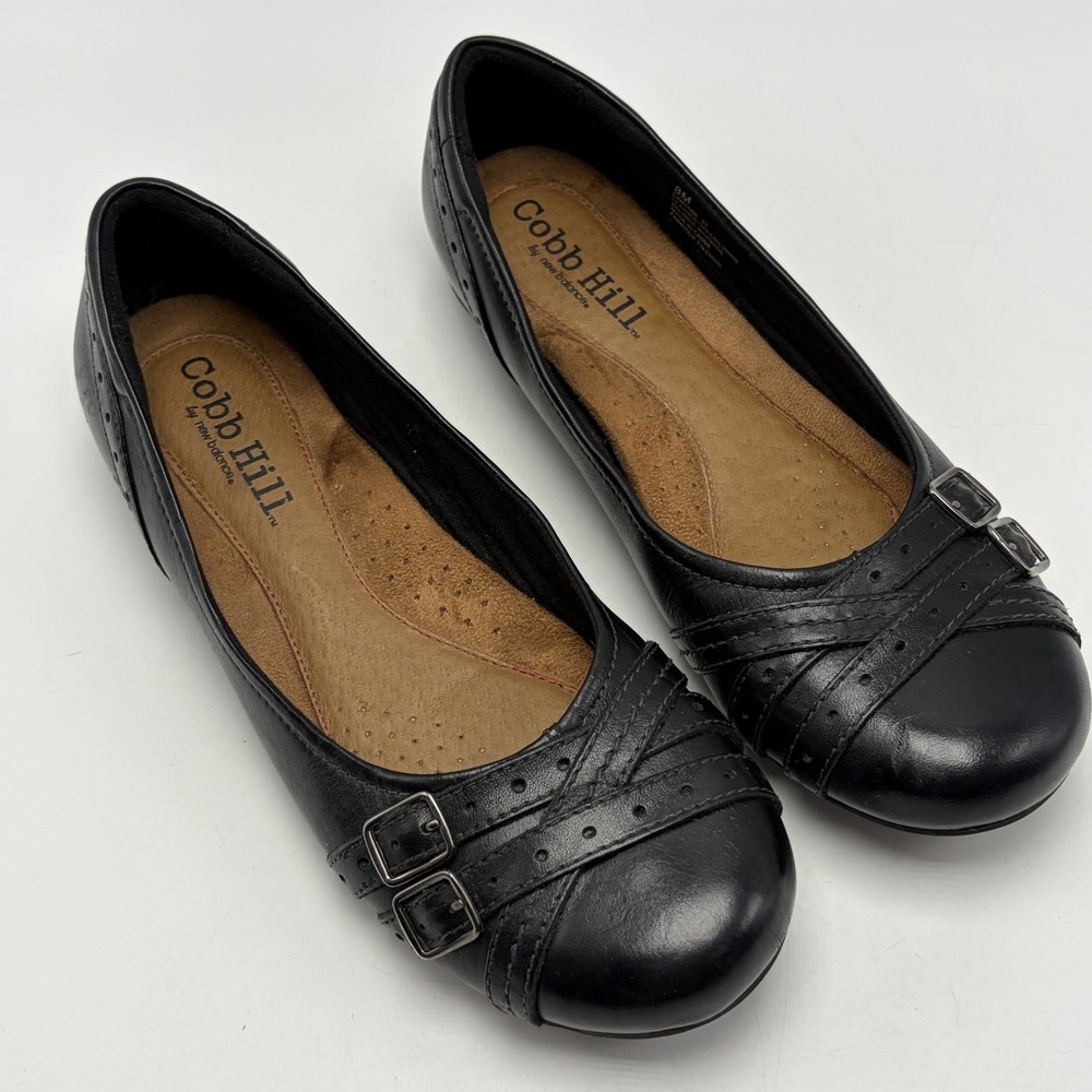 Cobb Hill New Balance Leather Ballet Flats Womens 8 M Black Comfort Shoes Office